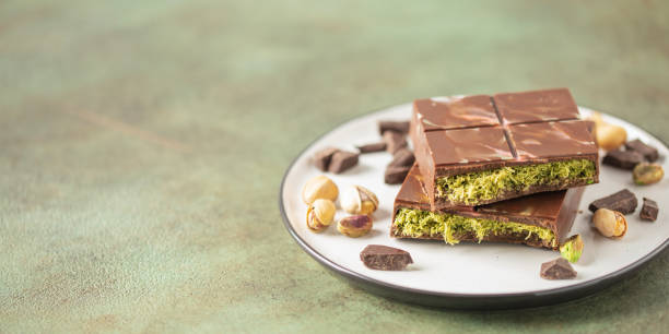 istock Dubai chocolate  with green kataifi and pistachio paste. Trend dessert 2188657012