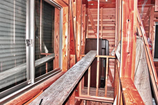 istock Construction site of a newly built wooden detached house 2188658224