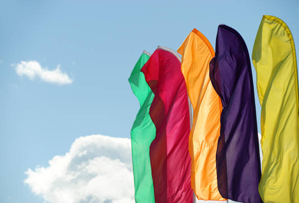 Free Stock Photo of Multicolored Flags Flying in the Sky | Download ...