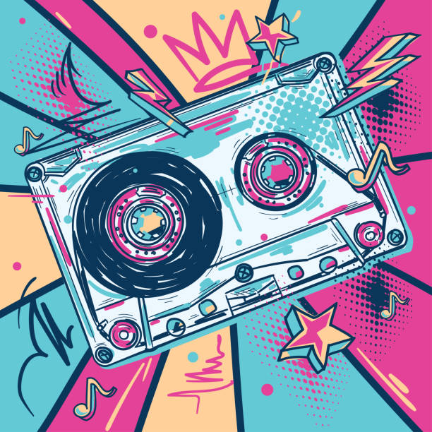 istock Musical design - drawn audio cassette graffiti street art 2188668779