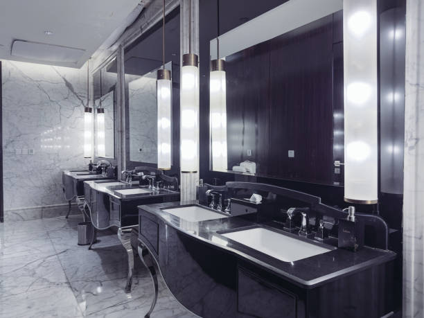 A domestic bathroom in North America.