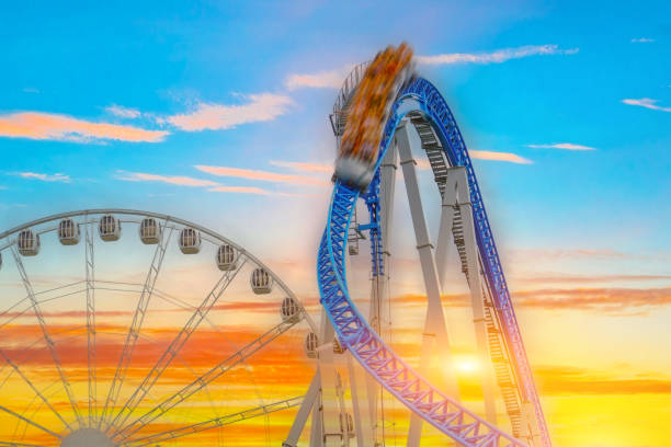 Roller coaster in an amusement park