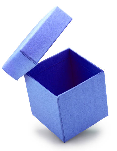 istock Open empty purple gift box and lid floating above a box isolated on white background. File contains clipping path. 2188691410