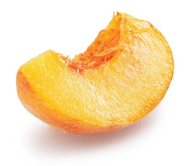 istock Ripe juicy peach slice isolated on white background. File contains clipping paths. 2188691567