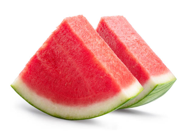 istock Watermelon triangle slices without seeds isolated on white background. Clipping path. 2188691577