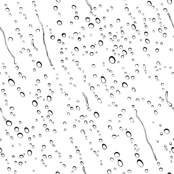 Black and white graphic seamless pattern background of water drops on glass Black and white graphic seamless pattern background of water drops on glass. Vector illustration. sweat droplet stock illustrations