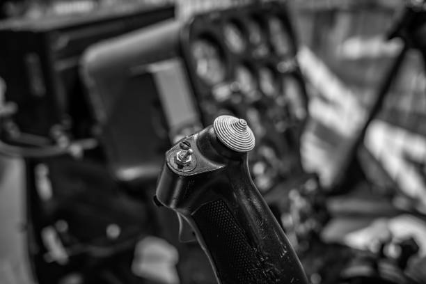 cyclic control stick in helecopter cabin