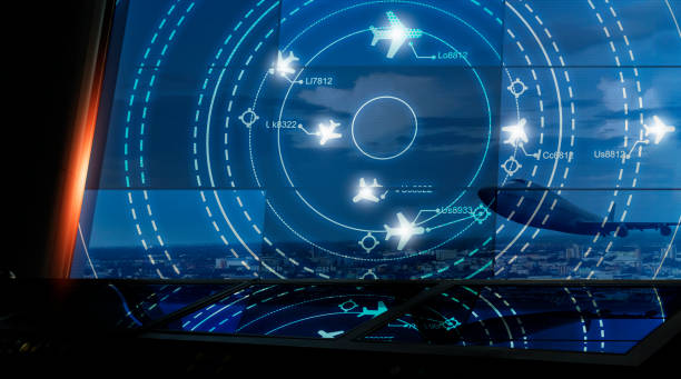 istock Simulation screen showing various flights for transportation and passengers. 2188707450