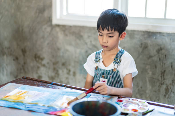 istock Asian children student in art classroom learning, drawing and confidence at the school 2188711718