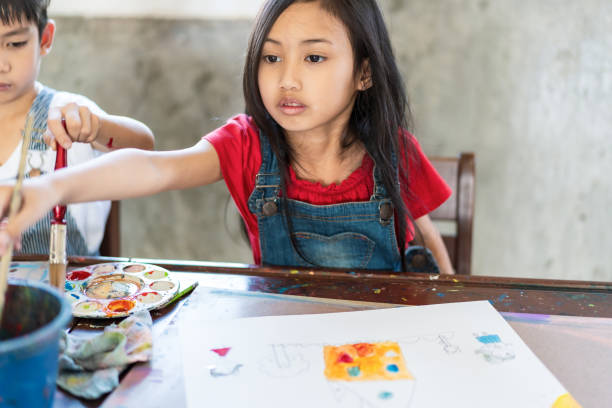 istock Asian children student in art classroom learning, drawing and confidence at the school 2188711747