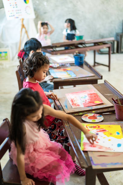 istock Asian children student in art classroom learning, drawing and confidence at the school 2188712035