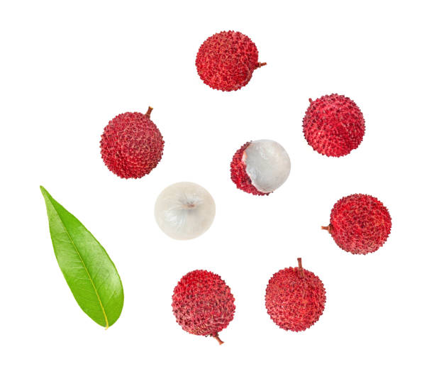 istock Top view of lychee isolated on white background 2188713569