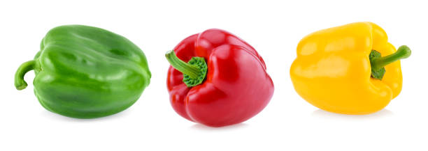 istock Fresh vegetables Three sweet Red, Yellow, Green Peppers isolated on white background. 2188713689