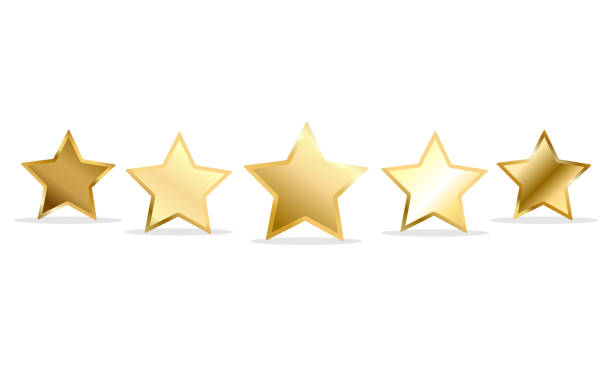 istock Set of gold metal stars.Isolated vector illustration 2188715059