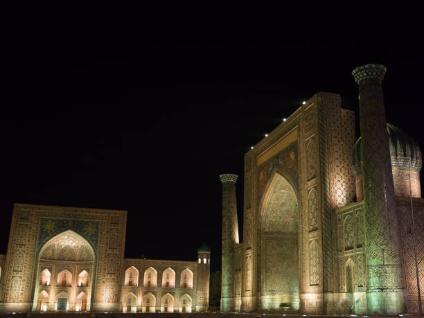istock Registan at night illuminated by lights 2188715324
