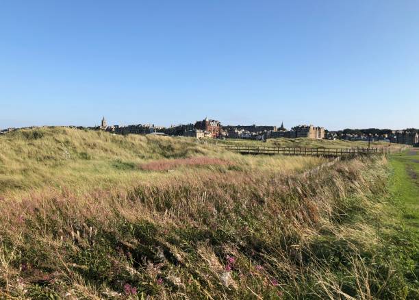 Scenic view of St Andrews over the fields.