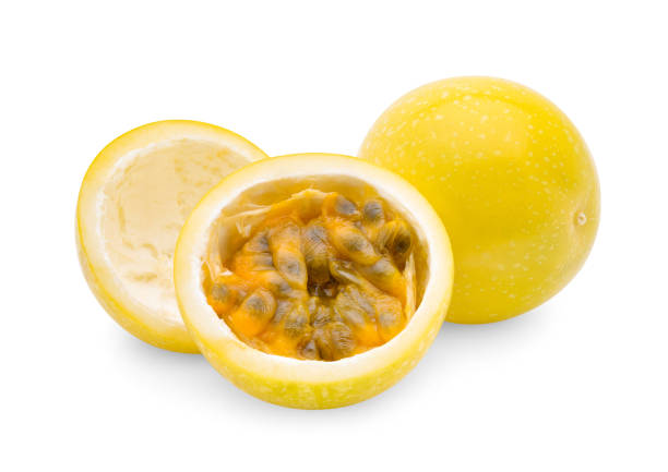 istock whole and half of passion fruit isolated on white background 2188716332