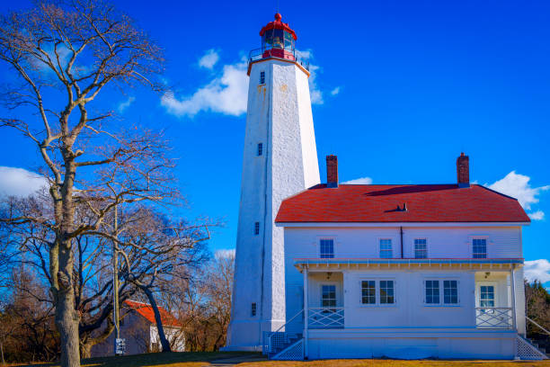 istock Sandy Hook Lighthouse in New Jersey, built on June 11, 1764, the oldest working lighthouse in the United States: The historic landmark architecture in Gateway National Recreation Area 2188722183