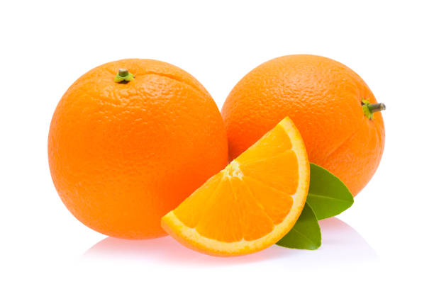 istock Ripe orange isolated on white background 2188723942