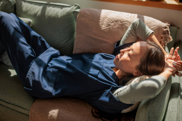 Female Nurse Relaxing After Work
