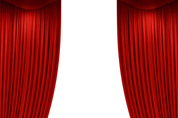 istock Open Red stage curtain, photo, isolated on white background 2188744522
