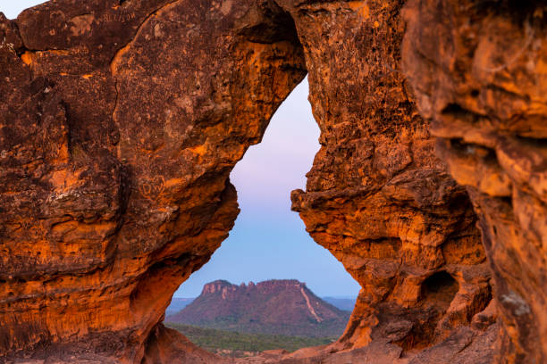 Morro do Chapéu seen through the Chapada Portal, tourist attraction of the Chapada das Mesas region, in the city of Carolina, state of Maranhão, Brazil