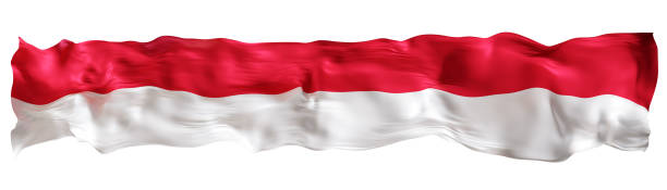 istock Stylized flag of Monaco waving in the wind, isolated on white background. Footer, header or divider. Cut out wide, panoramic element. Banner for patriotic themes or national event promotions. 3D. 2188750906