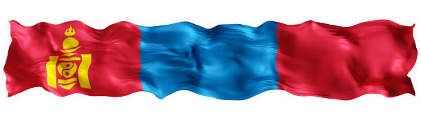 istock Stylized flag of Mongolia waving in the wind, isolated on white background. Footer, header or divider. Cut out wide, panoramic element. Banner for patriotic themes or national event promotions. 3D. 2188750909