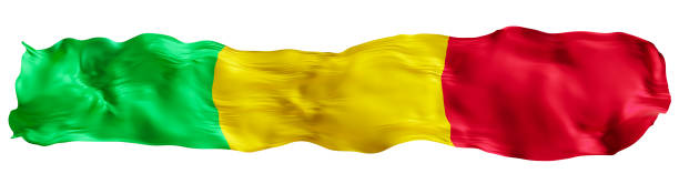istock Stylized flag of Mali waving in the wind, isolated on white background. Footer, header or divider. Cut out wide, panoramic element. Banner for patriotic themes or national event promotions. 3D. 2188750963