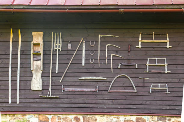 istock Old agricultural tools, exhibition in the museum 2188752820