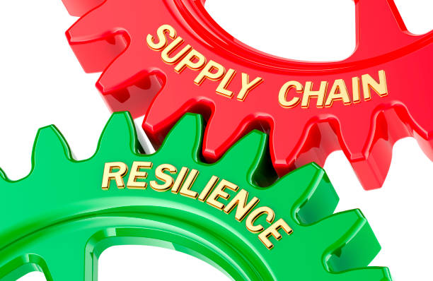 istock Supply Chain Resilience concept with colored gearwheels. 3D rendering 2188762540