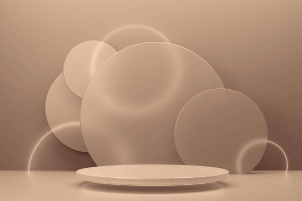 Geometric abstract design with round shapes in soft beige tones