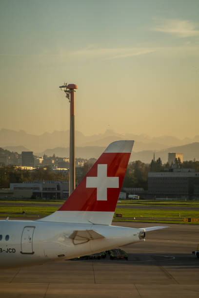 Zurich, Switzerland Nov 1, 2024 A Swissair airliner on the tarmac.