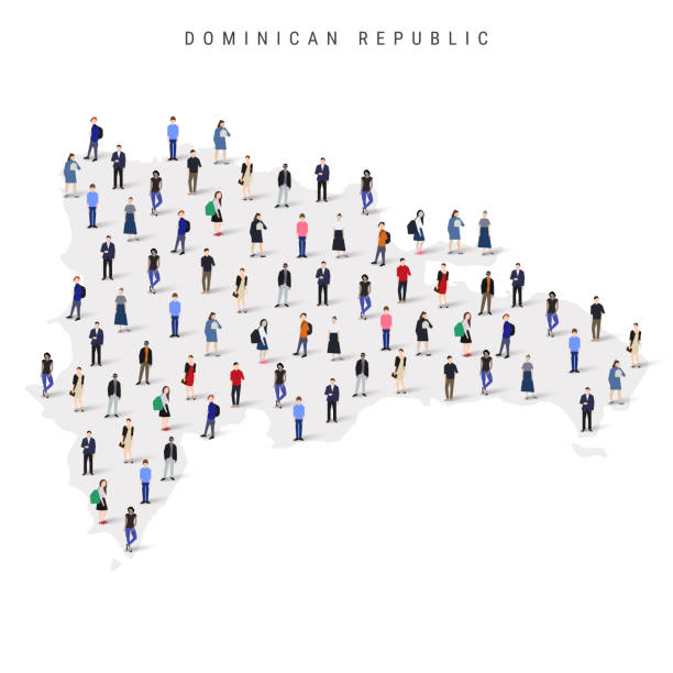 istock Dominican Republic population map. Large group of people in a shape of map. Flat vector illustration isolated on white 2188797409
