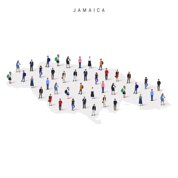 istock Jamaica population map. Large group of people in a shape of Jamaican map. Flat vector illustration isolated on white 2188797417