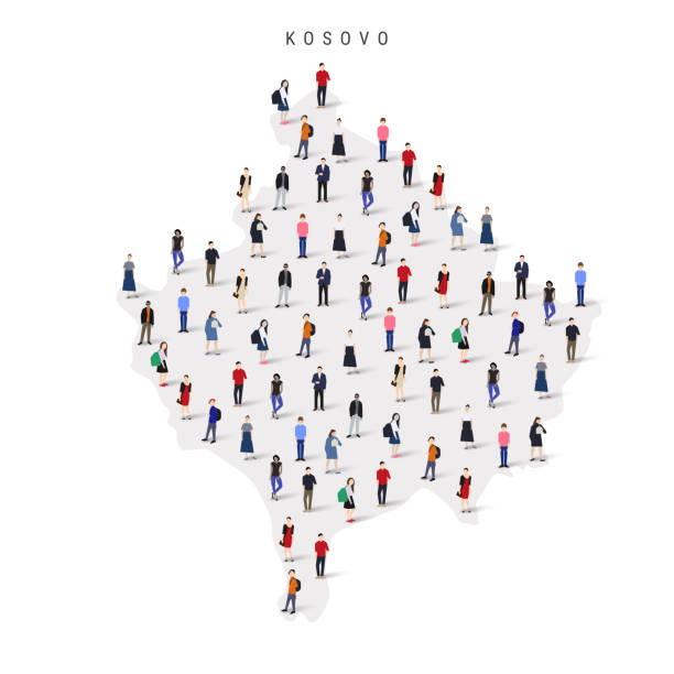 istock Kosovo population map. Large group of people in a shape of Kosovan map. Flat vector illustration isolated on white 2188797444