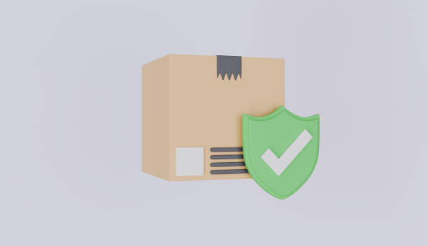 istock Cardboard box with shield, delivery package, shipping box, Transportation, delivery security and insurance, safe delivery concept 2188798271
