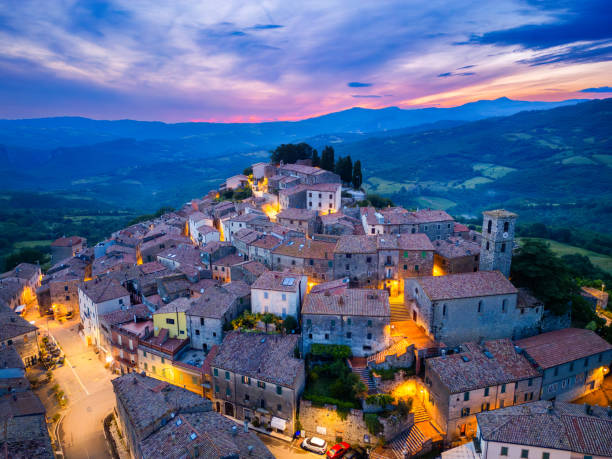 istock Semproniano at dusk, Tuscan medieval town from drone 2188803243