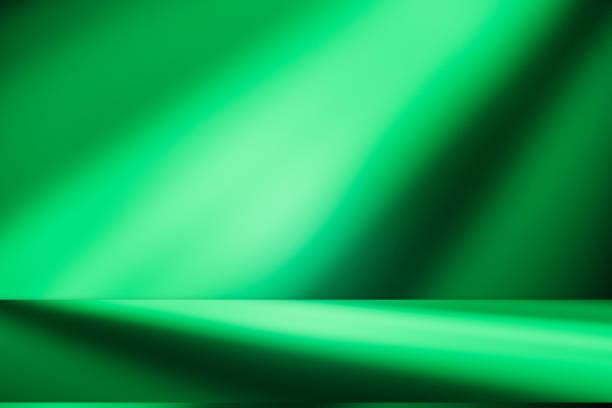 istock Studio style background wall decoration presentation uses white and green tones. with shadows cast from a nearby window, concept creating a decorative 2188803317