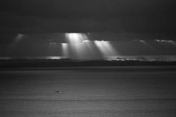 A view of the sea at dawn. Natural landscape background material.