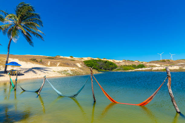 Lagoon in the middle of the dunes is a tourist attraction in Fontes Beach, located in the city of Beberibe, in the state of Ceará, on the coast of Brazil