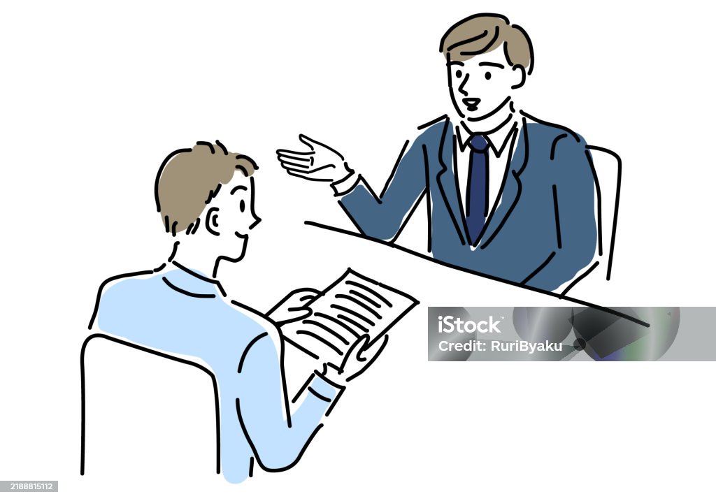 Explaining To Customer Explaining Male Office Worker And Customer Stock Illustration ...