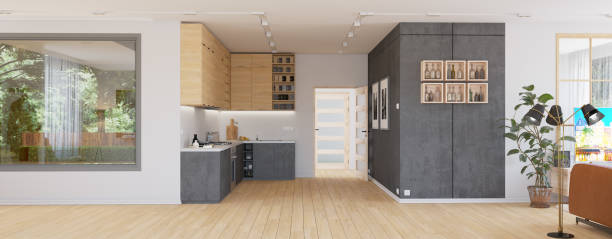istock Modern, minimalist kitchen with natural light and wooden accents. 2188818907