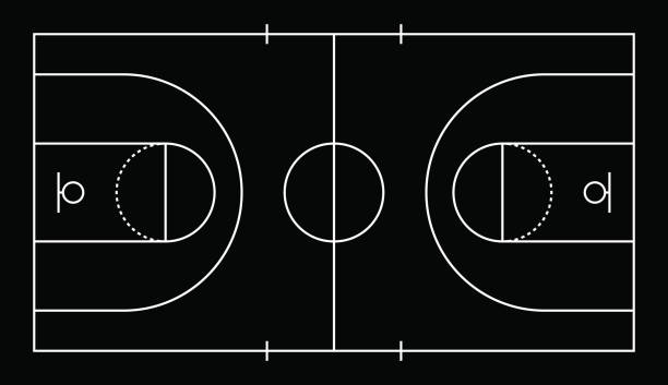 ilustrações de stock, clip art, desenhos animados e ícones de basketball court top view, basketball court line - quadra desportiva