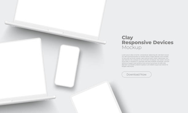 Clay Responsive Devices Mockup. Laptops, Tablet Computer, Smartphone Clay Responsive Devices Mockup. Laptops, Tablet Computer, Smartphone. Vector Illustration device mockups stock illustrations
