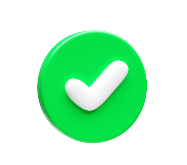 istock Check mark Icon on Green bubble symbol element 3d illustration 2188825511