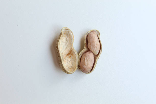 Close-up picture of peeled peanuts