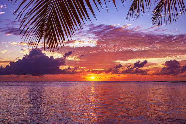 istock Twilight background of sunset over the tropical ocean 2188833375