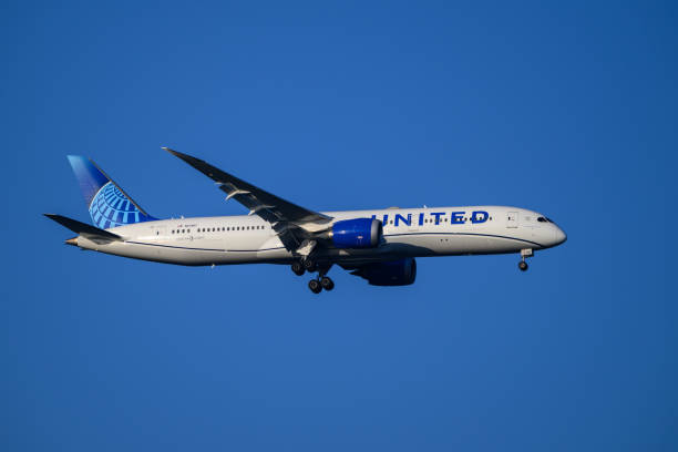 Sydney Airport, Australia – November 24 2024 United Airlines Boeing B787 landing