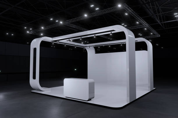 istock Exhibition stand for mockup and Corporate identity,Display design.Empty booth Design.Retail booth elements in Exhibition hall.booth Design trade show.Blank Booth system of Graphic Resources.3d Background for online Event,conference,live.3d render. 2188834188